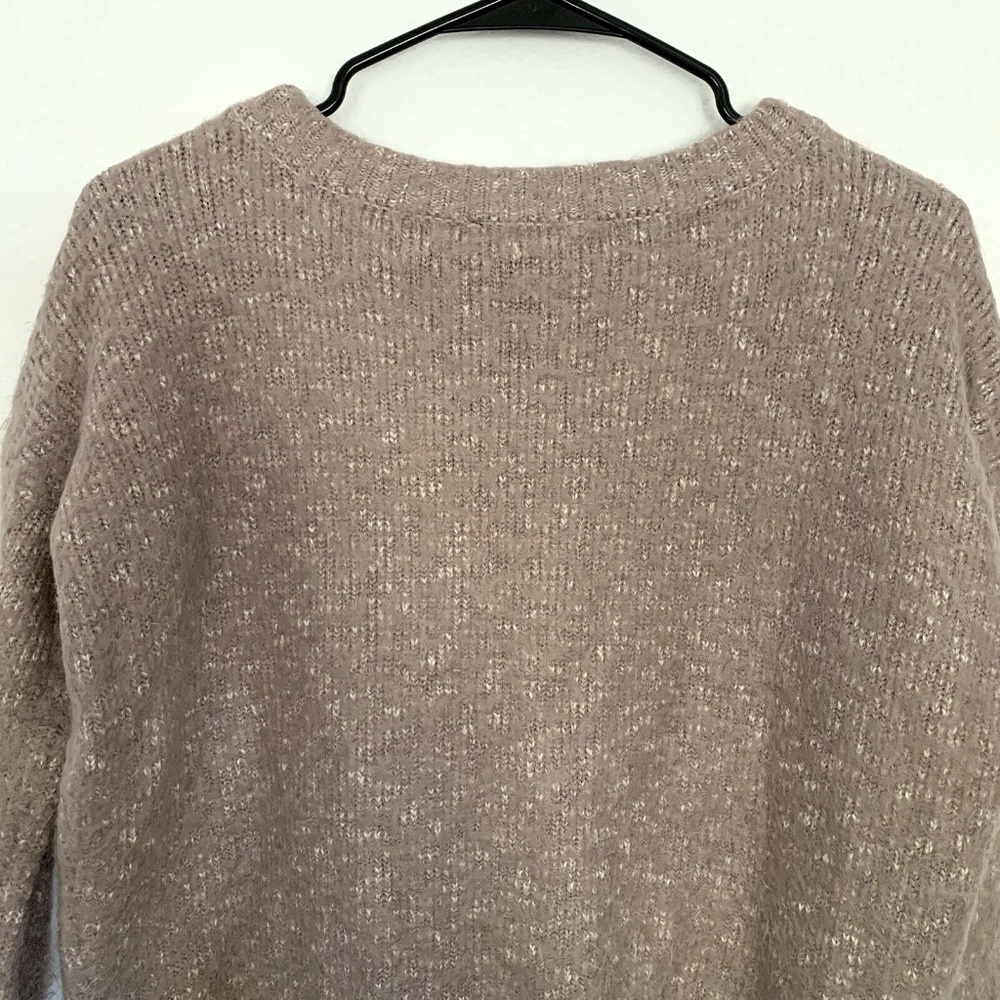 Express Mauve Pink Fuzzy Lace Up Sweater_8